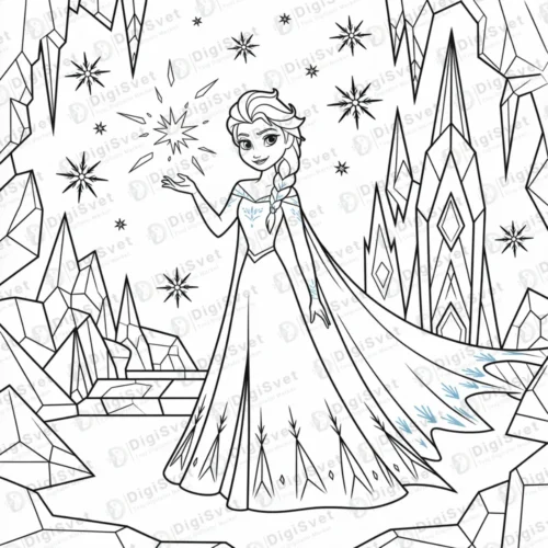 Elza ispred ledenog dvorca bojanka