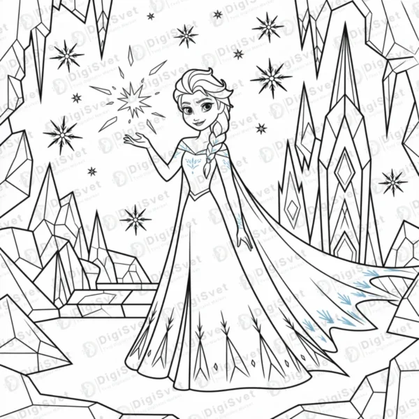 Elza ispred ledenog dvorca bojanka