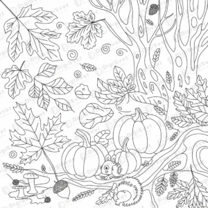 Jesenji pejzaz sa liscem i bundevama