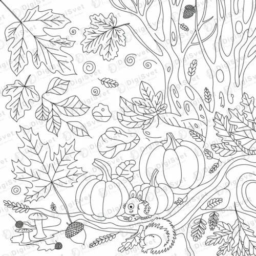 Jesenji pejzaz sa liscem i bundevama