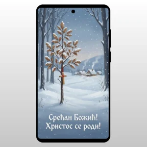 Usamljeno drvo u sneznom polju