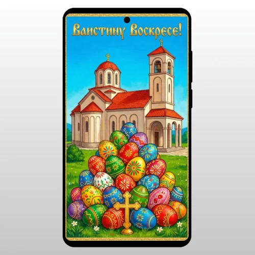 Hram i sarena jaja na livadi