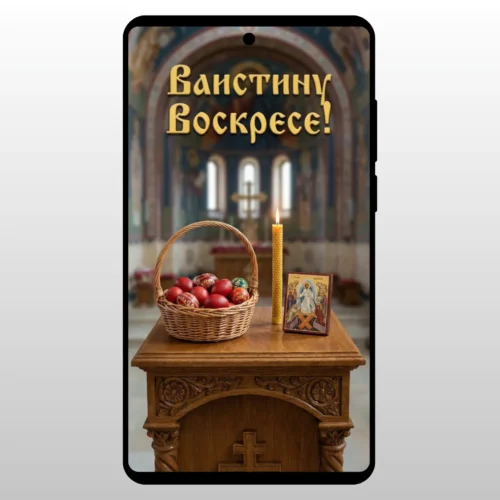 Korpa jaja i sveca na stolu u crkvi