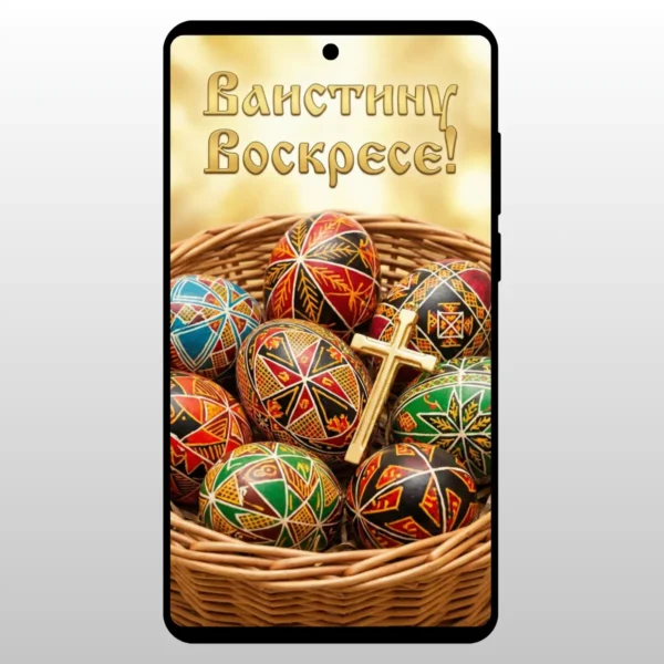 Čestitka Vaistinu Voskrese Ukrasna Jaja Krupni plan korpe sa saranim jajima (pysanky)