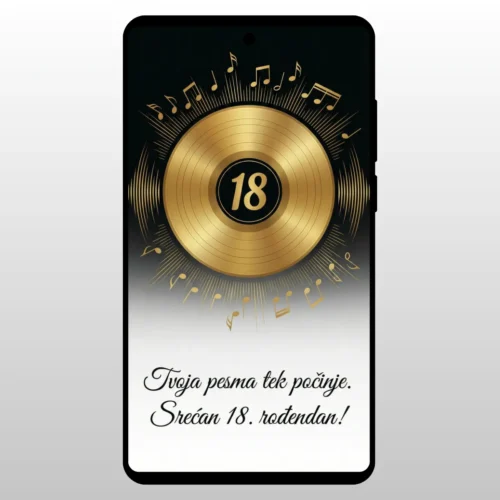 Čestitka Za 18 Rođendan Zlatna Muzička Ploča Zlatna ploca i muzicke note