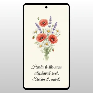 Buket poljskog cveca sa makovima i lavandom