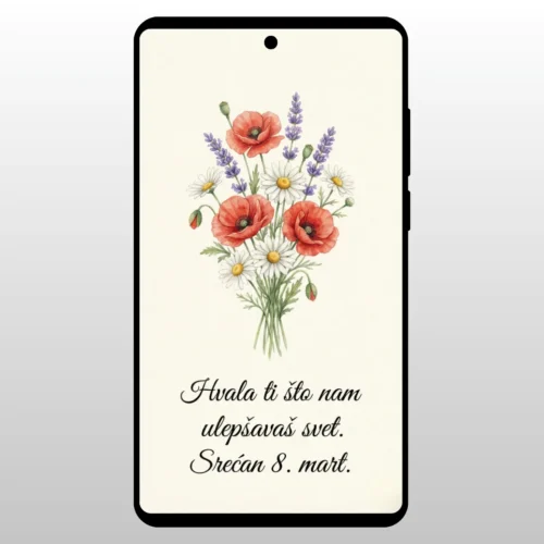 Čestitka Za 8 Mart Poljsko Cveće Buket poljskog cveca sa makovima i lavandom