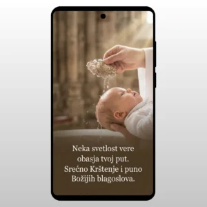 Fotografija svestenika koji krsti bebu vodom iznad krstionice