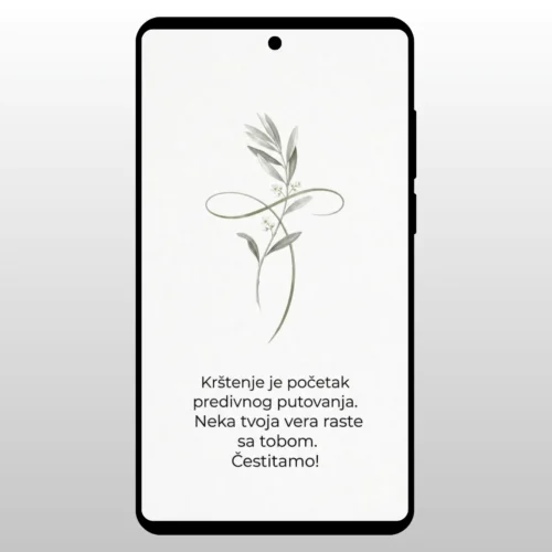 Čestitka Za Krštenje Krst Minimalizam Jednostavan linijski crtez krsta sa uvijenom lozicom