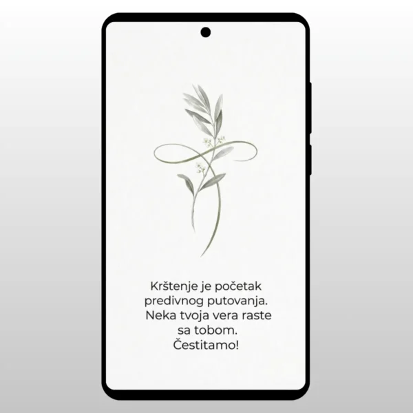 Čestitka Za Krštenje Krst Minimalizam Jednostavan linijski crtez krsta sa uvijenom lozicom