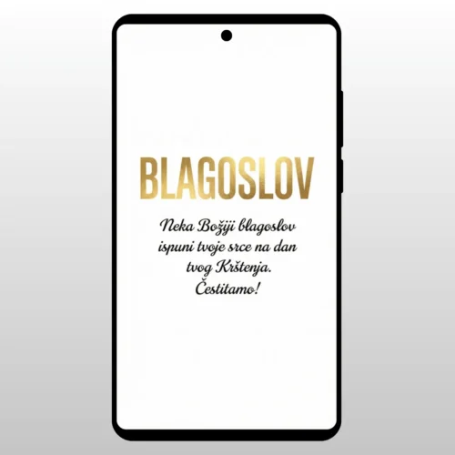 Čestitka Za Krštenje Zlatni Blagoslov Tipografija sa zlatnom recju BLAGOSLOV