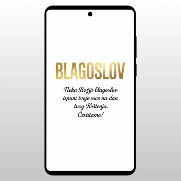 Čestitka Za Krštenje Zlatni Blagoslov Tipografija sa zlatnom recju BLAGOSLOV