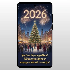 Čestitka Za Novu Godinu Gradska Jelka Velika okicena jelka na gradskom trgu