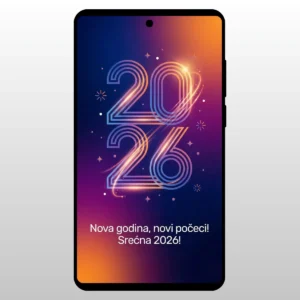 Čestitka Za Novu Godinu Neon Dizajn Neon svetleca slova 2026 na tamnoj pozadini