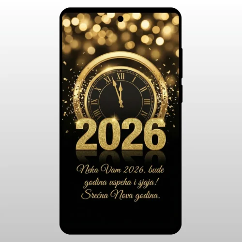 Čestitka Za Novu Godinu Ponoćni Sat Zlatni sat pokazuje skoro ponoc