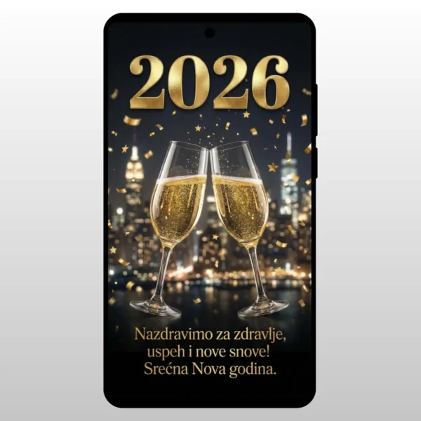 Dve case sampanjca sa gradom u pozadini