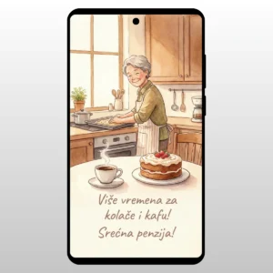 Ilustracija bake koja pravi kolace u kuhinji