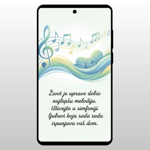 Muzicke note i beba koja spava na plavoj pozadini