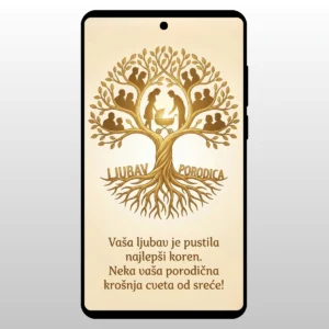 Zlatno drvo zivota sa korenjem i siluetama ljudi