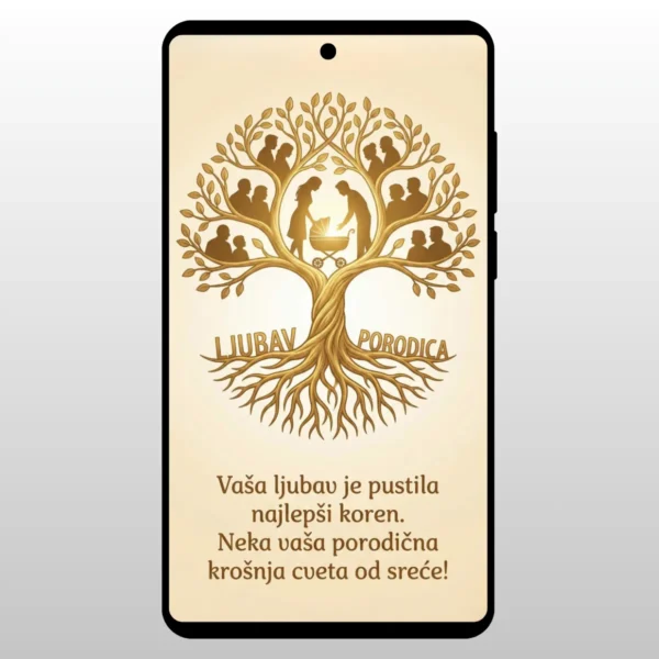 Zlatno drvo zivota sa korenjem i siluetama ljudi