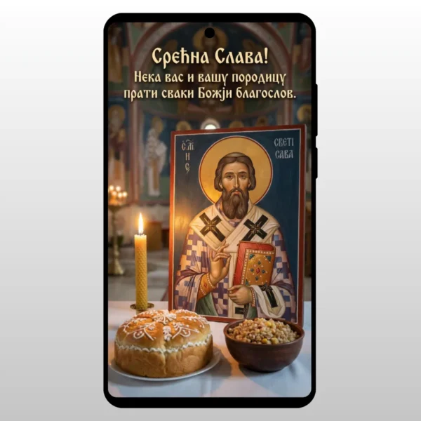 Kolac i sveca ispred Svetog Save