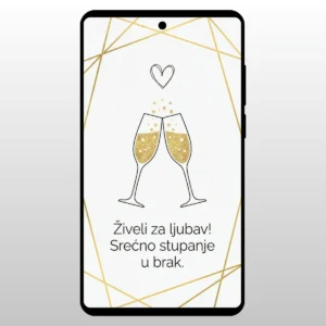 Dve case sampanjca i zlatni geometrijski okvir