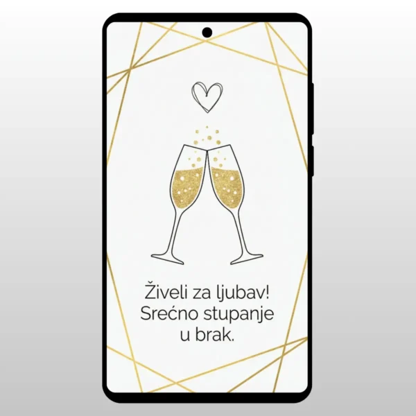 Dve case sampanjca i zlatni geometrijski okvir