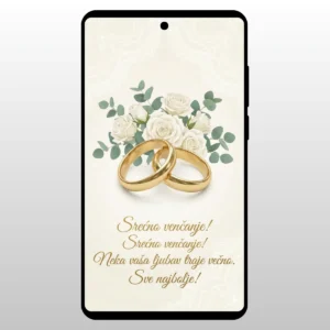 Zlatne burme i bele ruze na ekranu telefona