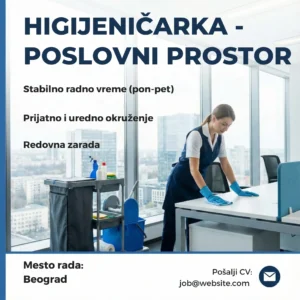 Oglas za Posao Higijeničarka Poslovni Prostor Šablon Ciscenje kancelarije