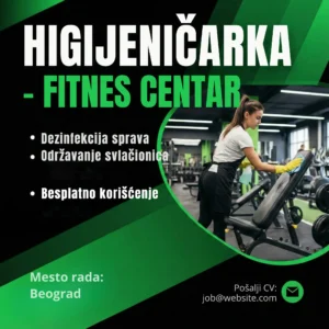 Oglas za Posao Higijeničarka Teretana Šablon Oglas za ciscenje teretane dizajn