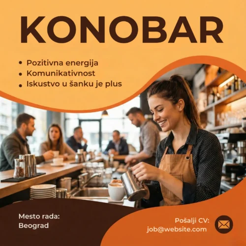 Oglas za Posao Konobar Kafić Šablon Konobar u kaficu oglas
