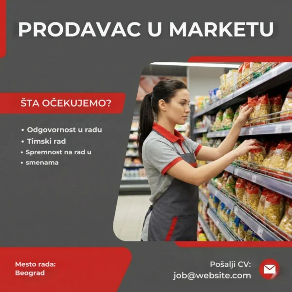 Prodavacica slaze robu na rafove