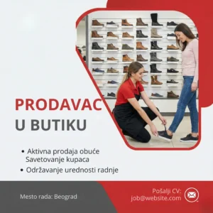 Oglas za Posao Prodavac Obuća Šablon Prodavac pomaze pri probi cipela