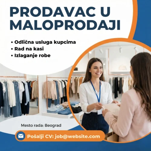 Prodavac pokazuje odecu kupcu