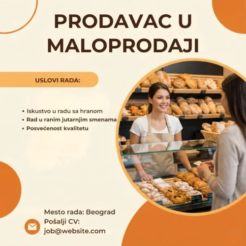 Prodavac iza vitrine sa pecivom