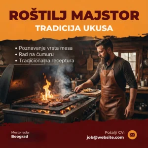 Majstor pece meso na velikom rostilju