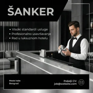 Oglas za Posao Šanker Šablon Sanker brise casu