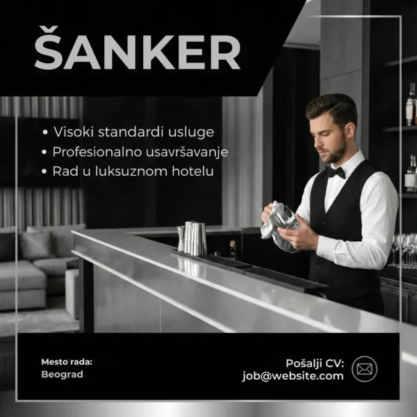 Oglas za Posao Šanker Šablon Sanker brise casu