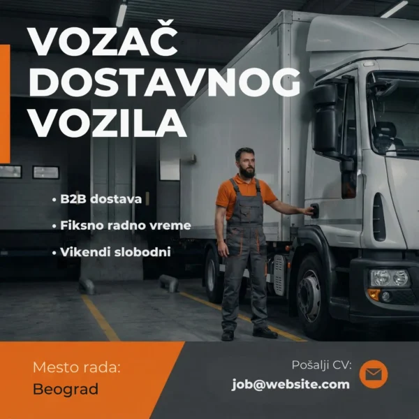 Vozac kombija ispred magacina