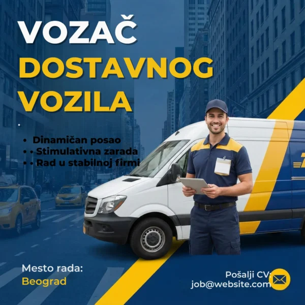 Kurir pored kombija sa paketom