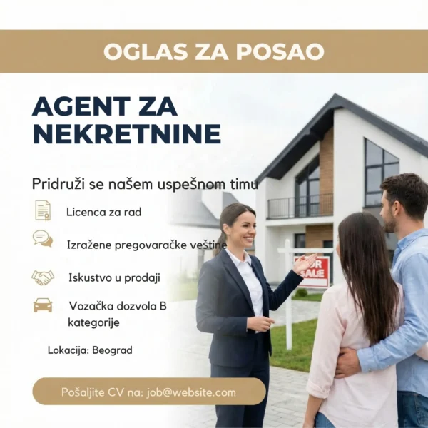 Oglas za posao Agent za nekretnine Kuće Šablon Agent pokazuje kucu klijentima