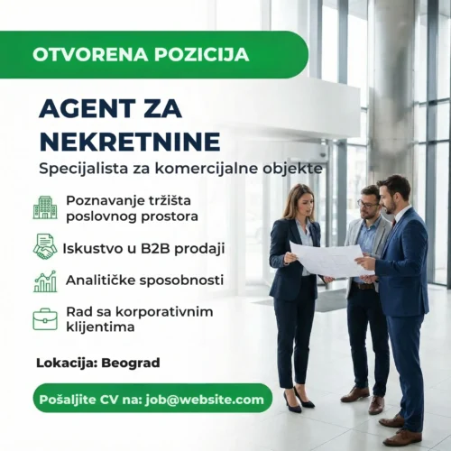 Oglas za posao Agent za nekretnine Zgrade Šablon Agent pokazuje planove u zgradi