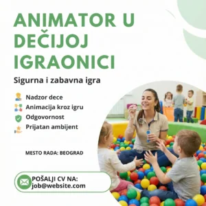 Animator pazi decu u bazenu s lopticama