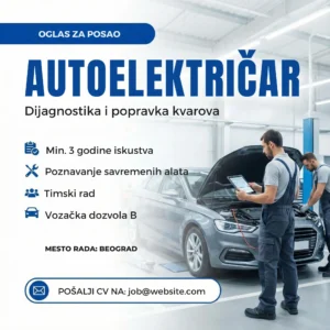 Oglas za autoelektricara sa dijagnostikom