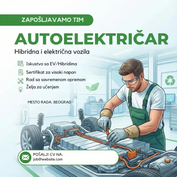 Mehanicar radi na elektricnom autu