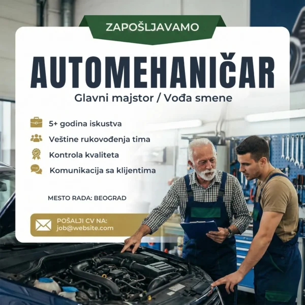 Oglas za automehanicara pod haubom