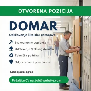 Domar popravlja ormaric u skoli