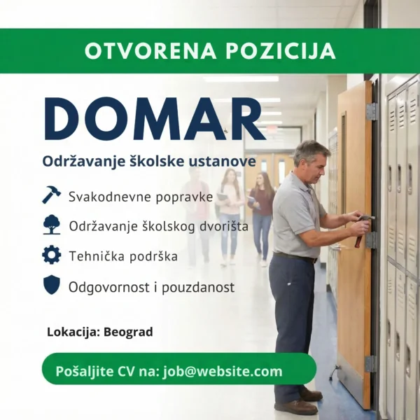 Domar popravlja ormaric u skoli