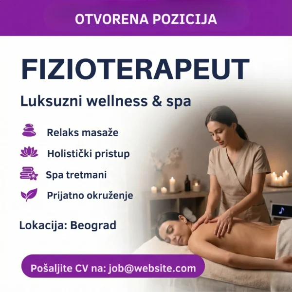 Oglas za posao Fizioterapeut Wellness Šablon Masaza u spa centru