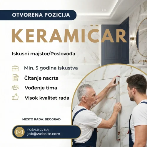 Oglas za posao Keramičar Majstor Šablon Iskusni keramicar meri plocicu
